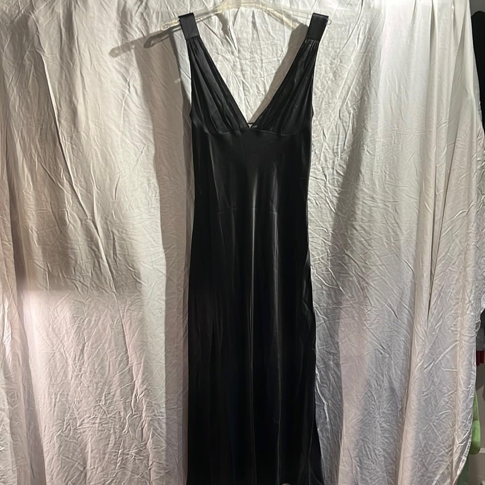 Christine Vancouver black silk dress or gown    size medium